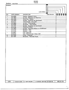 Heater Page 2 Diagram and Parts List for 7443A  Norge Dryer