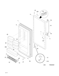 Door Diagram and Parts List for CFUFH20LW2  Crosley Freezer