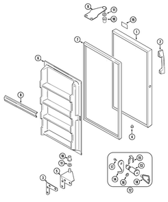Door Diagram and Parts List for GFU2046GRW  Maytag Freezer
