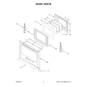 Door Parts Diagram and Parts List for MSES7030SZ0  Maytag Range