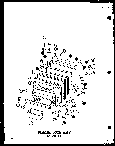 Freezer Door Assy 20 Cu. Ft. Diagram and Parts List for T16J-P60178-1W  Amana Refrigerator
