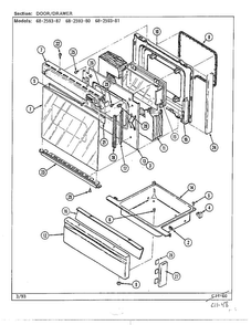 Door/drawer Diagram and Parts List for 68-2593-81  Magic Chef Range