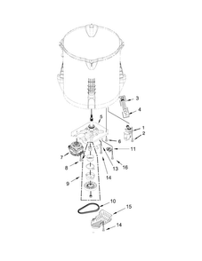 Gearcase, Motor And Pump Parts Diagram and Parts List for 7MMVWH450DW1  Maytag Washer