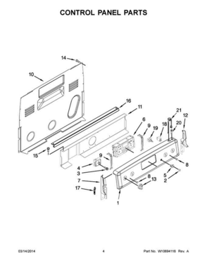03 - Control Panel Parts Diagram and Parts List for YMER8700DE0  Maytag Range