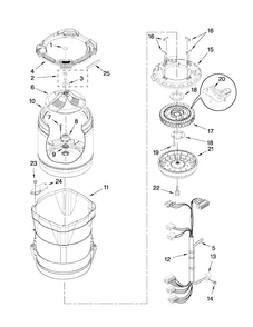 Motor, Basket And Tub Parts Diagram and Parts List for MVWB750WQ2  Maytag Washer