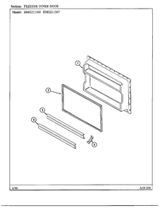 Freezer Inner Door Diagram and Parts List for HMG-211560  Admiral Refrigerator