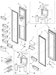 Ref/fz Door And Shelf Diagram and Parts List for SK525-2W-PSK525200W1  Maytag Refrigerator