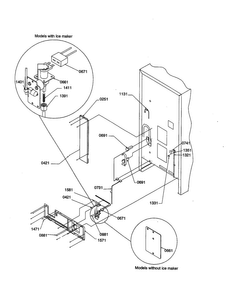 Cabinet Back Diagram and Parts List for BRF20TE-P1199202WE  Amana Refrigerator
