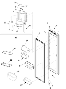 Refrigerator Door Diagram and Parts List for ARSE667BS1  Amana Refrigerator