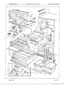 Fresh Food Compartment Diagram and Parts List for 21974A  Admiral Refrigerator