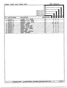 Fresh Food Inner Door Page 2 Diagram and Parts List for 641841  Admiral Refrigerator