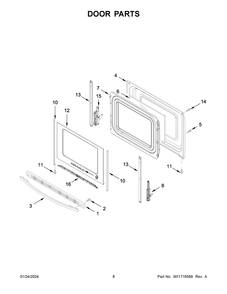 Door Parts Diagram and Parts List for AER6303MMS1  Amana Range