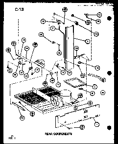 Rear Components Diagram and Parts List for TC20C-P76512-11W  Amana Refrigerator