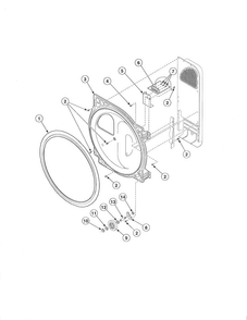 Bulkhead/felt Seal/cylinder Roller Diagram and Parts List for ADE30RGS171TW01  Speed Queen Dryer
