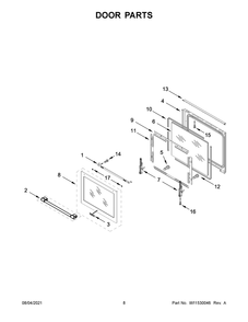 Door Parts Diagram and Parts List for MGS8800FZ2  Maytag Range