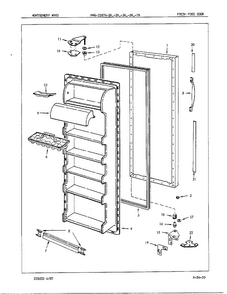 Fresh Food Door Diagram and Parts List for 21874A  Admiral Refrigerator
