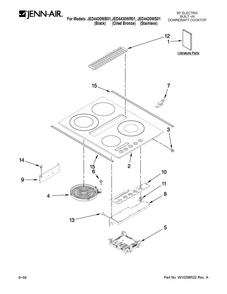 Cooktop Parts Diagram and Parts List for JED4430WS01  Jenn-Air Cooktop