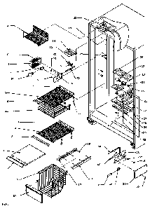 Freezer Shelving & Refrigerator Light Diagram and Parts List for SPD22NL-P1181306WL  Amana Refrigerator