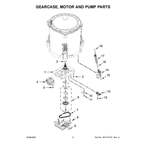 Gearcase, Motor And Pump Parts Diagram and Parts List for MVW6230RHW5  Maytag Washer