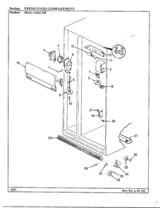 Fresh Food Compartment Diagram and Parts List for 22402-0B  Admiral Refrigerator