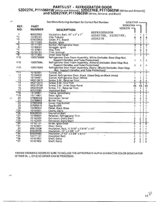 Refrigerator Door Page 2 Diagram and Parts List for SZDE27KB  Amana Refrigerator