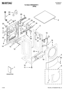 Top And Cabinet Parts Diagram and Parts List for MHWE300VW11  Maytag Washer