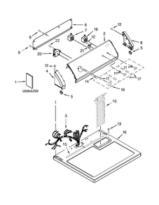 Top And Console Parts Diagram and Parts List for CGD137SDW2  Crosley Dryer