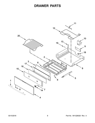 Drawer Parts Diagram and Parts List for JES1450CFS2  Maytag Range