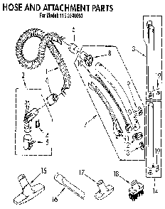 Hose And Attachment Diagram and Parts List for 1162040093  Kenmore Canister Vacuum