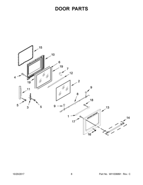 05 - DOOR PARTS Diagram and Parts List for YMER8800FZ0  Maytag Range