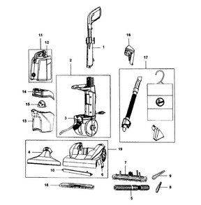 Carpet Cleaner Diagram and Parts List for FH51101  Hoover Carpet Cleaner