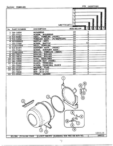 Tumbler Diagram and Parts List for LNC7741A71  Maytag Dryer