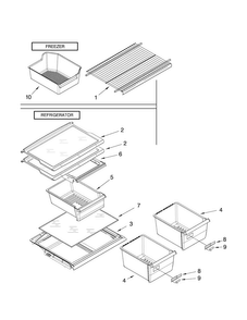 Shelf Parts Diagram and Parts List for A8RXNGMWE00  Amana Refrigerator