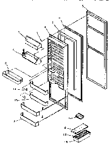 Refrigerator Door Diagram and Parts List for SSD25SL-P119042WL  Amana Refrigerator