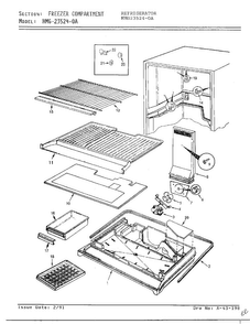 Fresh Food Compartment Page 3 Diagram and Parts List for 23524-0A  Admiral Refrigerator