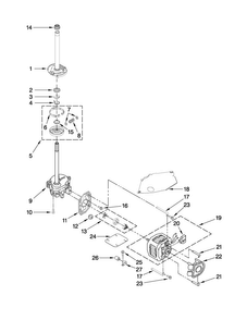 Brake, Clutch, Gearcase, Motor And Pump Parts Diagram and Parts List for 4KMTW5955TW1  Maytag Washer