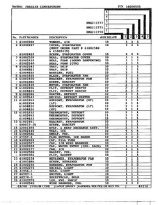 Freezer Compartment Page 2 Diagram and Parts List for HMG211777  Admiral Refrigerator