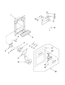 Dispenser Front Parts Diagram and Parts List for MSD2273VES02  Maytag Refrigerator