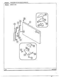 Freezer Outer Door Diagram and Parts List for HMG211496  Admiral Refrigerator