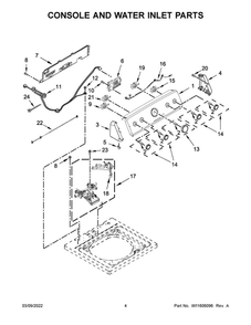 Console And Water Inlet Parts Diagram and Parts List for MVWC565FW3  Maytag Washer