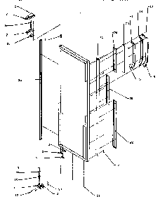 Refrigerator Door Hinge And Trim Parts Diagram and Parts List for SXD22Q2L-P1181308WL  Amana Refrigerator
