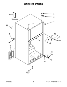 Cabinet Parts Diagram and Parts List for ART104TFDW03  Amana Refrigerator