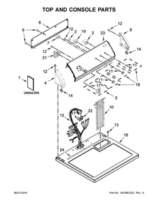 Top And Console Parts Diagram and Parts List for CGD147SDW3  Crosley Dryer