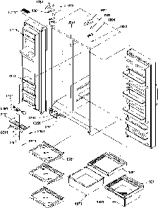 Refrigerator/freezer Shelves, Lights, And Hinges Diagram and Parts List for SGD22TL-P1303510WL  Amana Refrigerator