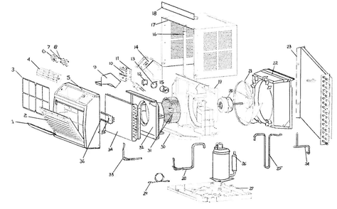 Cabinet Parts Diagram and Parts List for ACC065E  Amana Air Conditioner