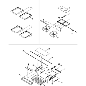 Refrigerator Shelving Diagram and Parts List for AFF2534FEB1  Amana Refrigerator