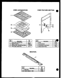 OVEN ACS / HIGH VOLTAGE SECTION / MINI RAIL Diagram and Parts List for ESS306-2D ESS30602D Caloric Range