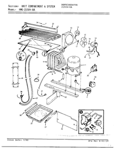 Unit Compartmane An System Diagram and Parts List for 21504-0A  Admiral Refrigerator