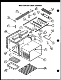 MAIN TOP AND OVEN ASSY Diagram and Parts List for FDU185  Amana Range