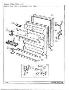 Fresh Food Door Diagram and Parts List for 21822-1  Admiral Refrigerator
